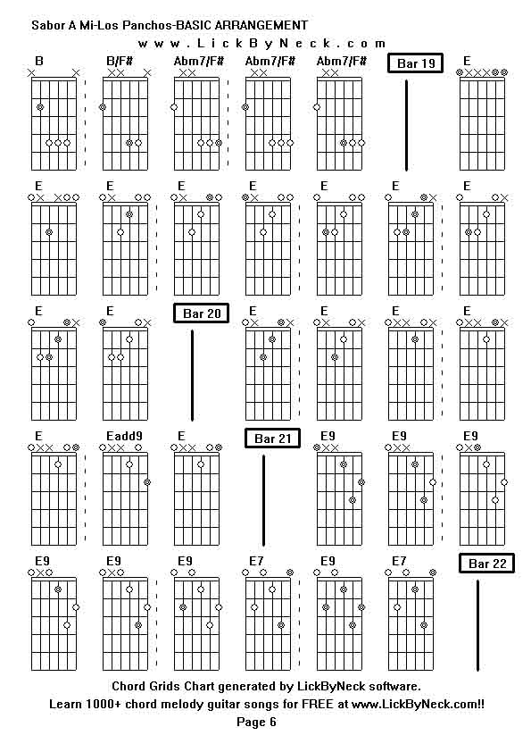 Chord Grids Chart of chord melody fingerstyle guitar song-Sabor A Mi-Los Panchos-BASIC ARRANGEMENT,generated by LickByNeck software.